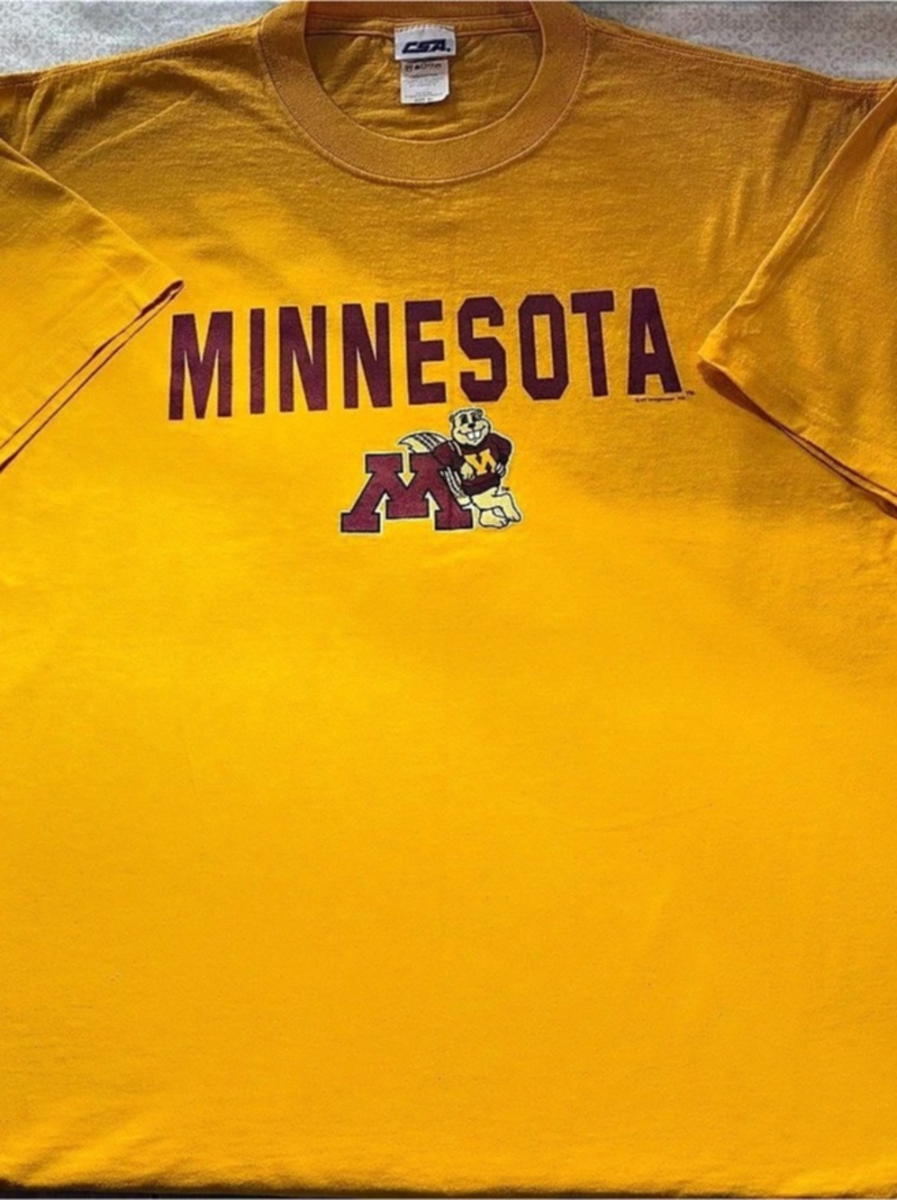 Vtg 90s Minnesota Golden Gophers T Shirt XL Gold CSA